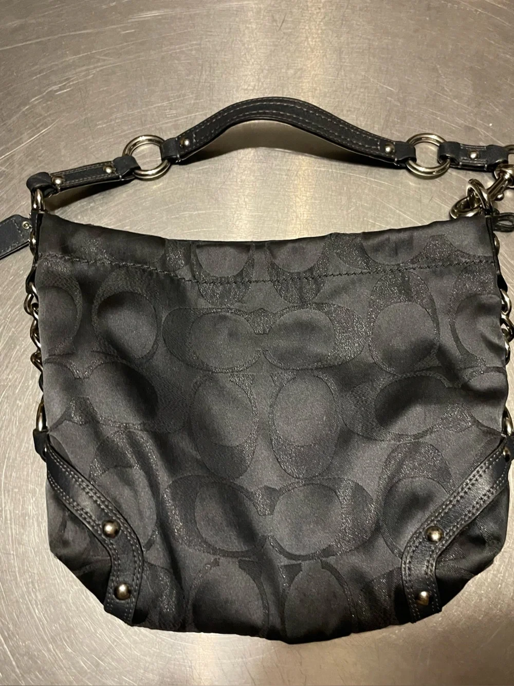Coach Signature Carly Hobo Shoulder Bag Purse - Navy Blue oversized C print Y2K